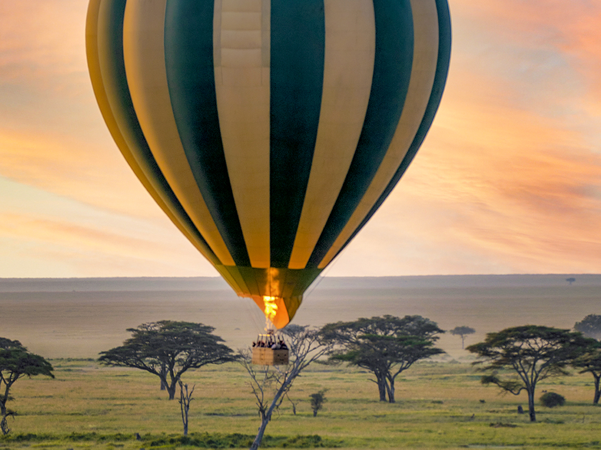 Experience the best African Balloon Safari with One Nature Nyaruswiga ultra luxury African Safari Lodge in Serengeti, Tanzania